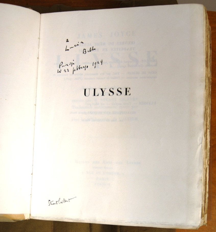 Image of Half-title page for Ulysse (1929), inscribed by Joyce to his daughter, Lucia, and signed by Stuart Gilbert