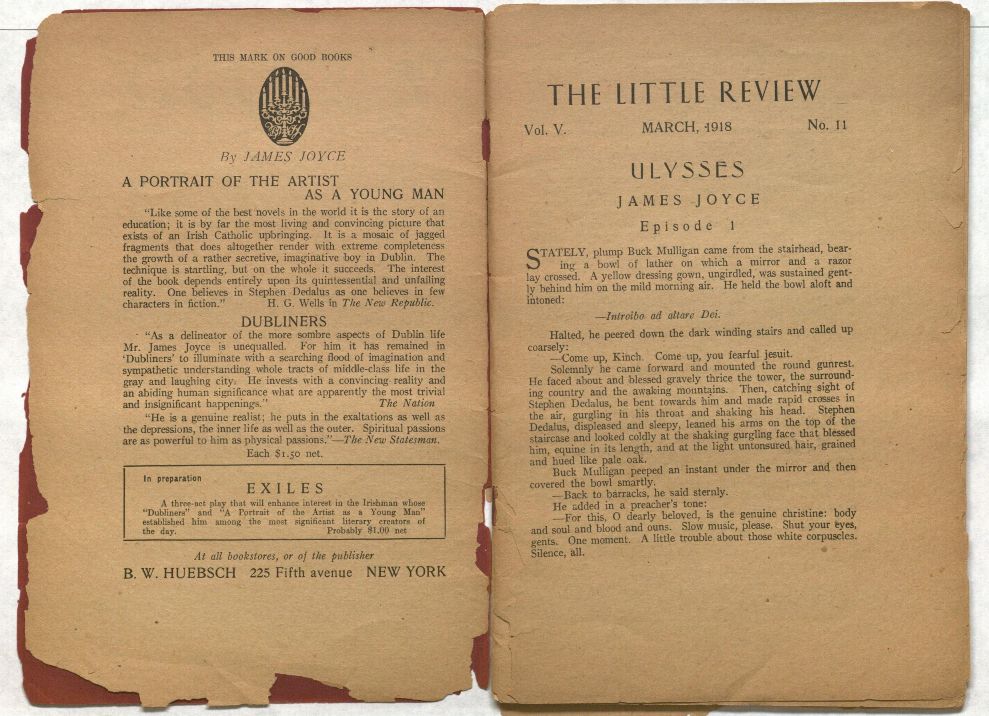 First episode of Ulysses in The Little Review (March 1918)