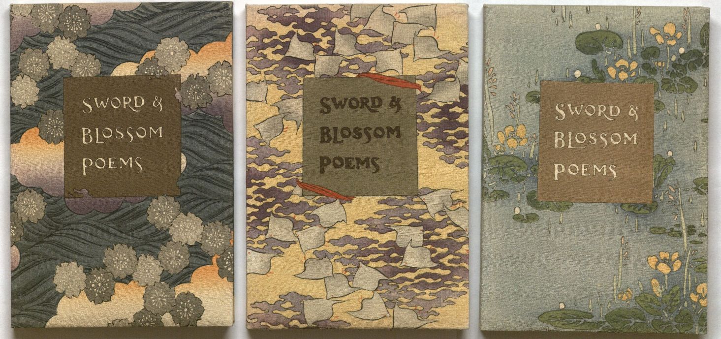 Image of the three volumes of Sword and Blossom Poems