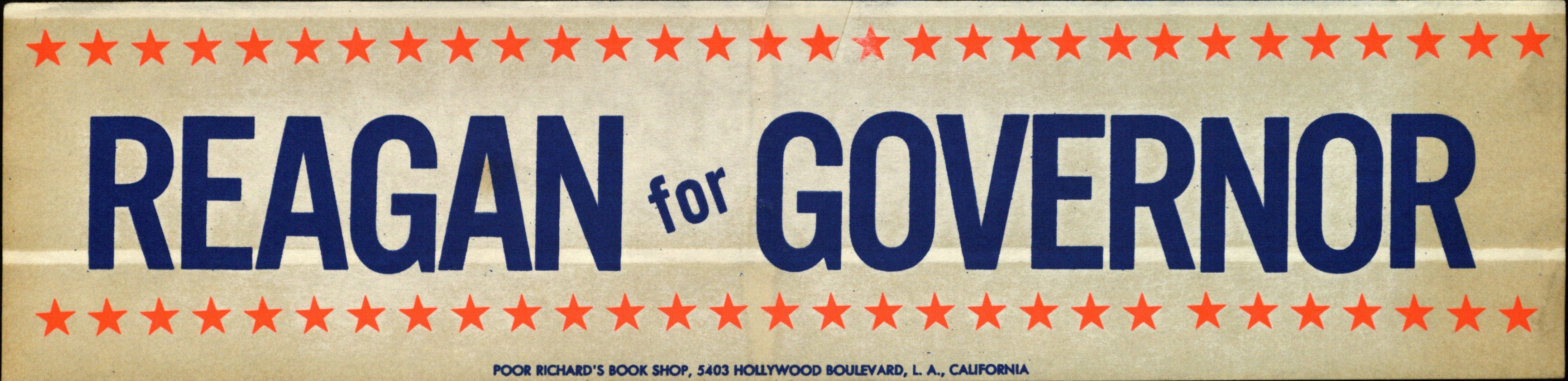 Bumper Sticker: Reagan for Governor