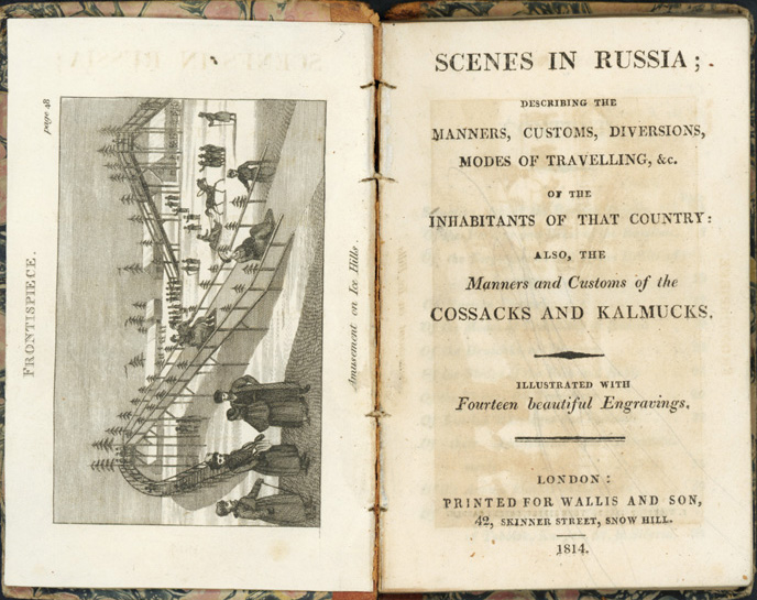 Image of title page and frontispiece of Scenes in Russia [...], 1814 (Call number: Children A933)