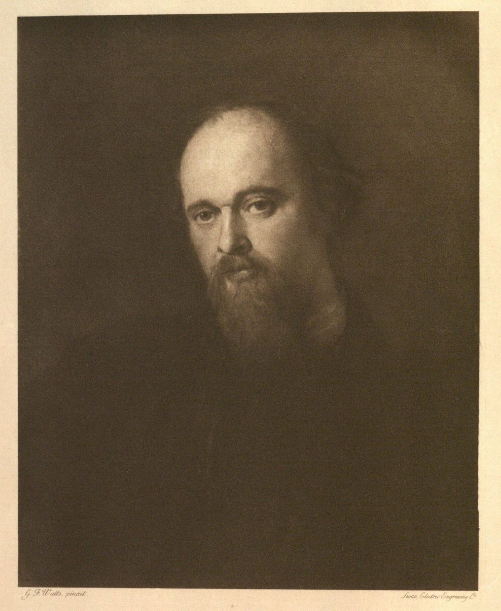 Photogravure of Dante Gabriel Rossetty by G. F. Watts.