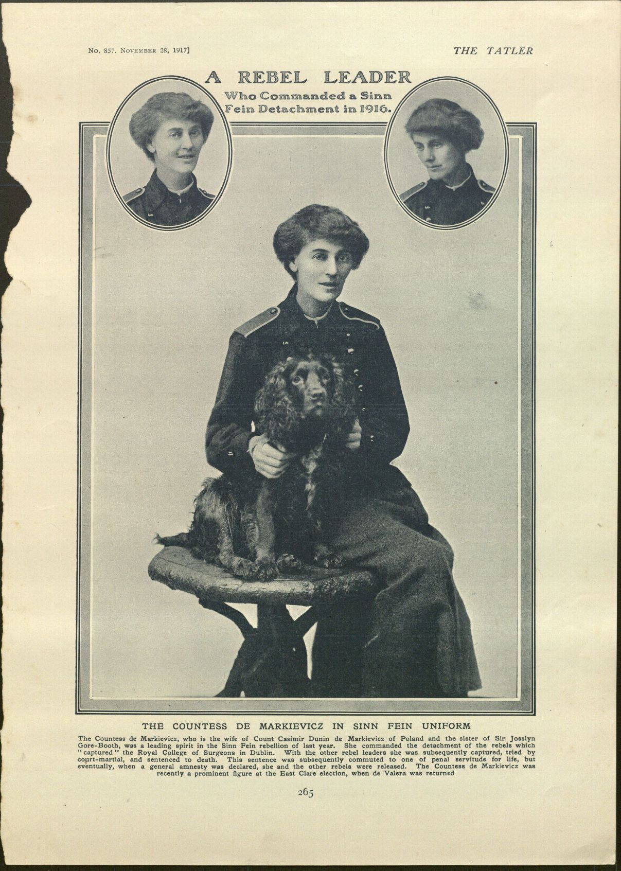 Image of Constance Markievicz excized from the Tatler, Nov. 28, 1917.