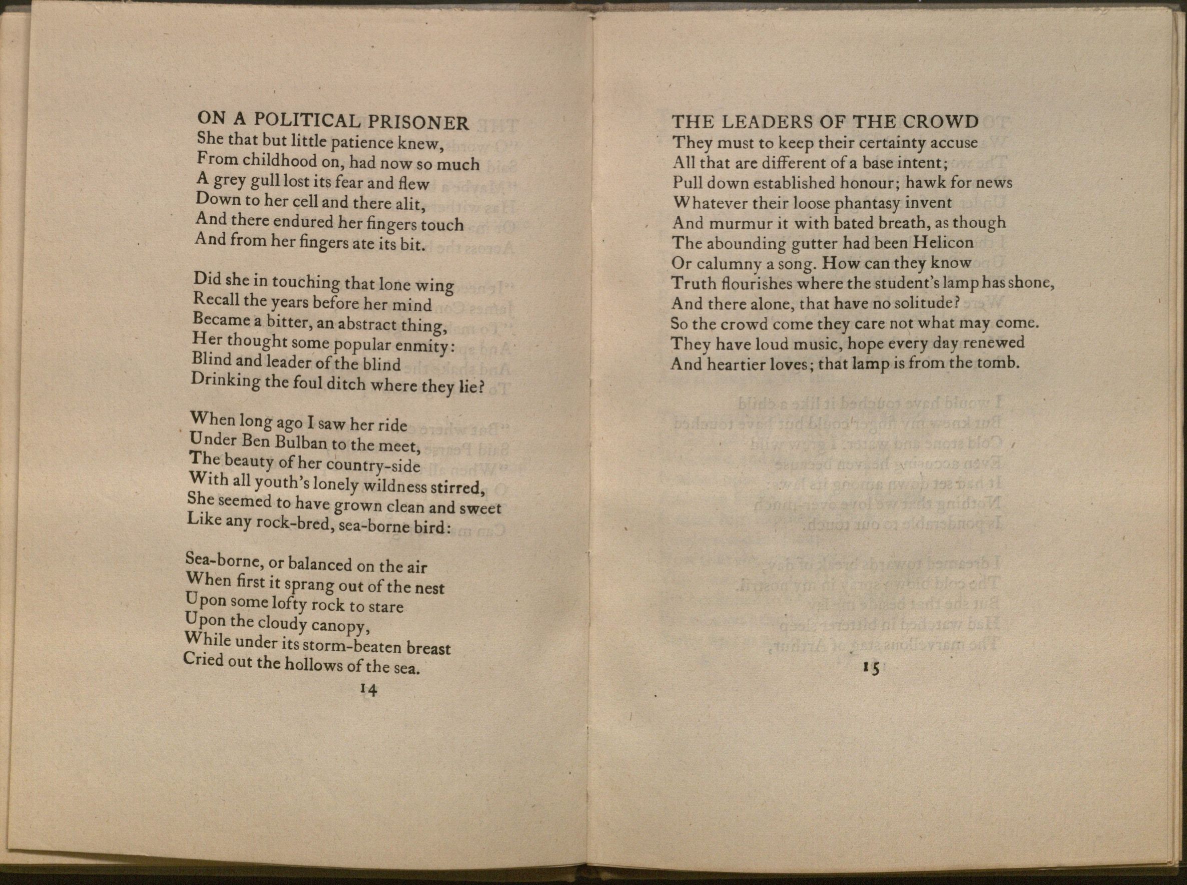Image of Yeats's poem "On A Political Prisoner"