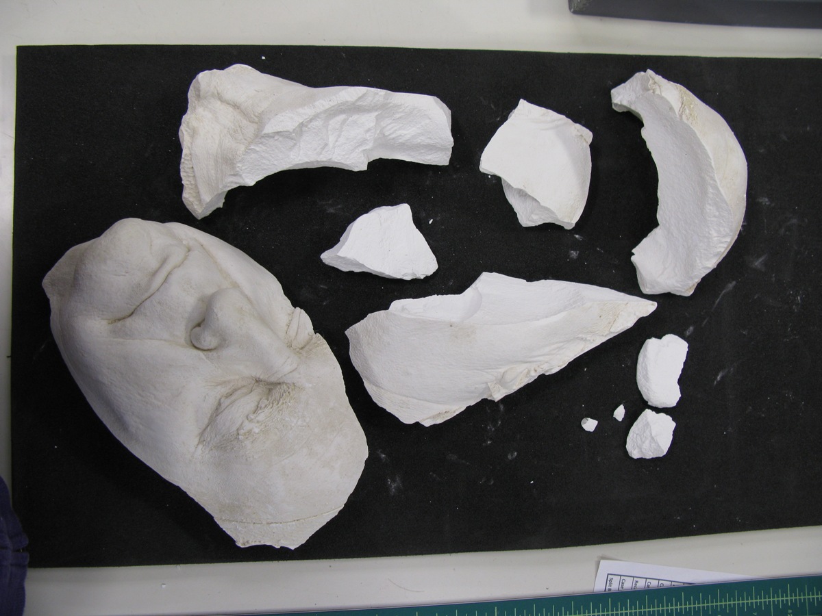 Photograph of plaster mask fragments