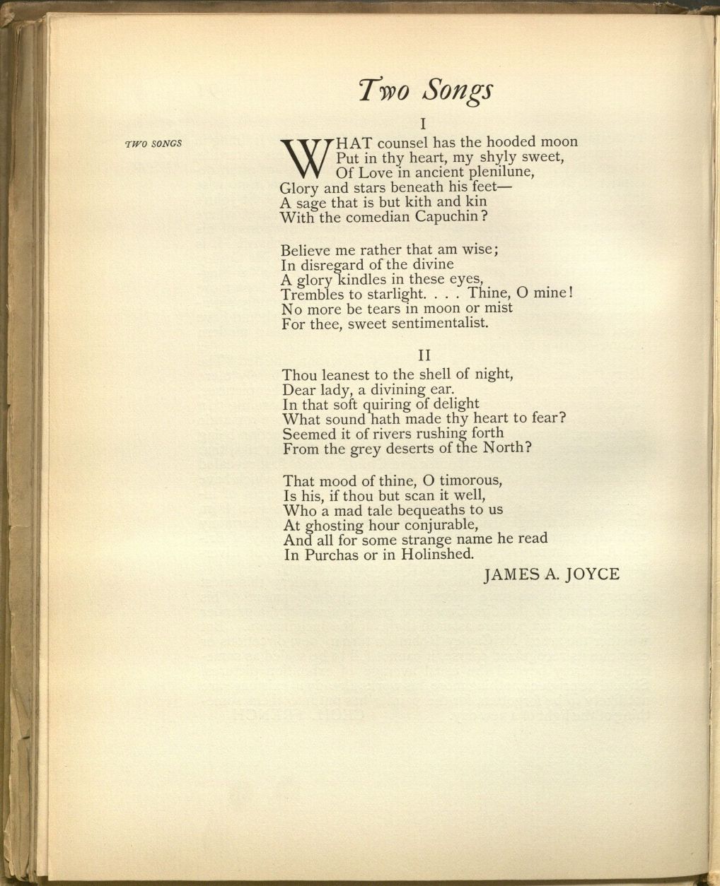 Image of Two Songs by James Joyce, published in The Venture (1905)