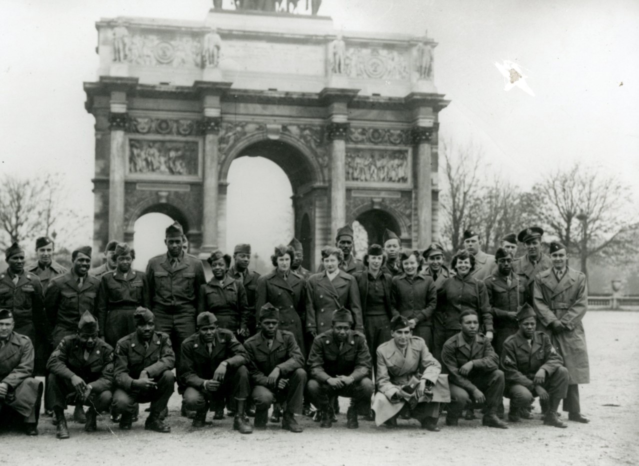 Photograph of Charles S. Scott, Sr. with unidentified group of soldiers, circa 1940s