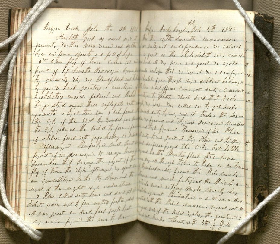 Photograph of James W. Jessee's diary entry at Vicksburg for July 3-4, 1863