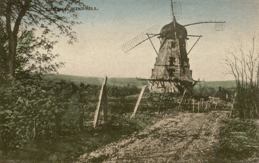 Color postcard featuring the Lawrence Windmill, undated.