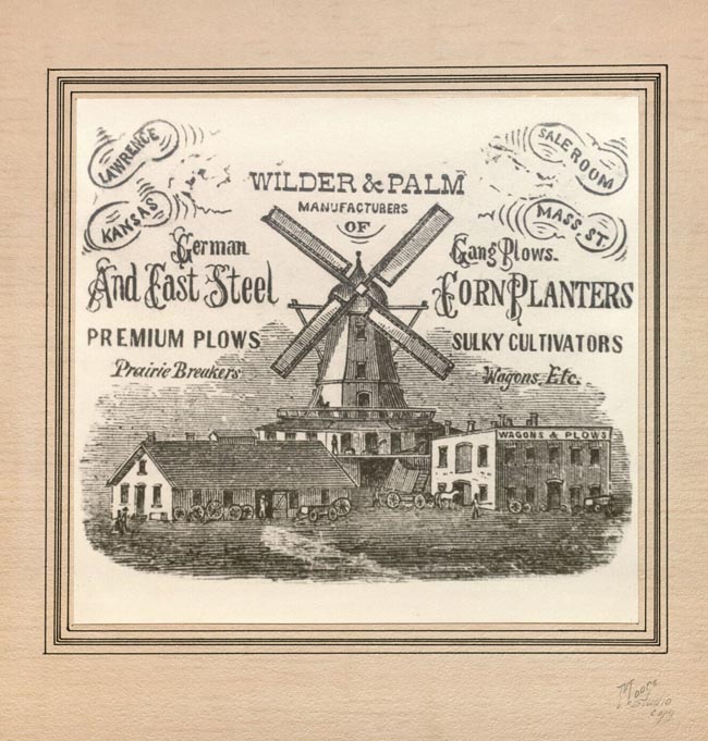 Advertisement for Wilder and Palm featuring the Lawrence Windmill