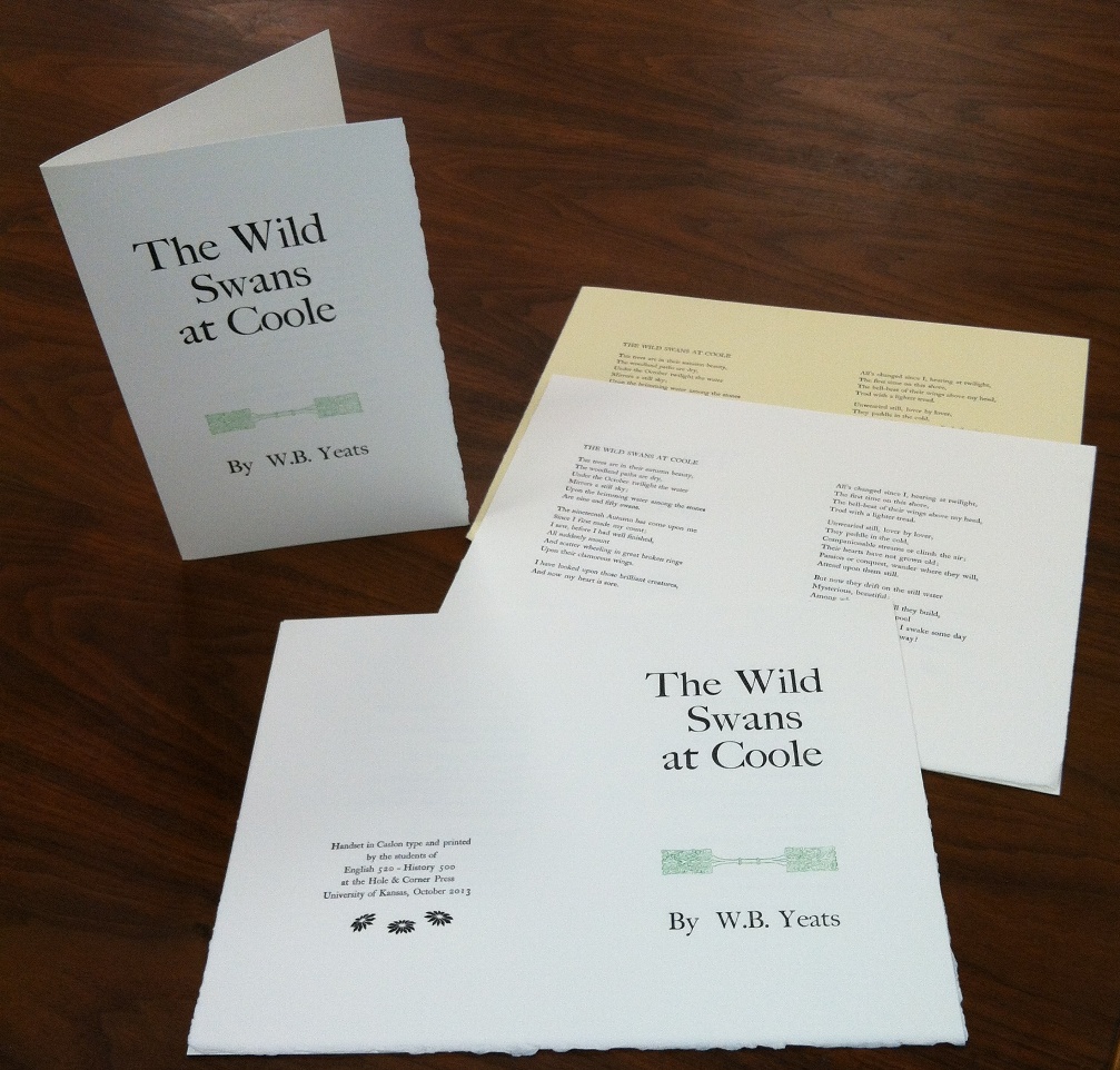 Image of the completed leaflet (copies folded and unfolded): The Wild Swans at Coole