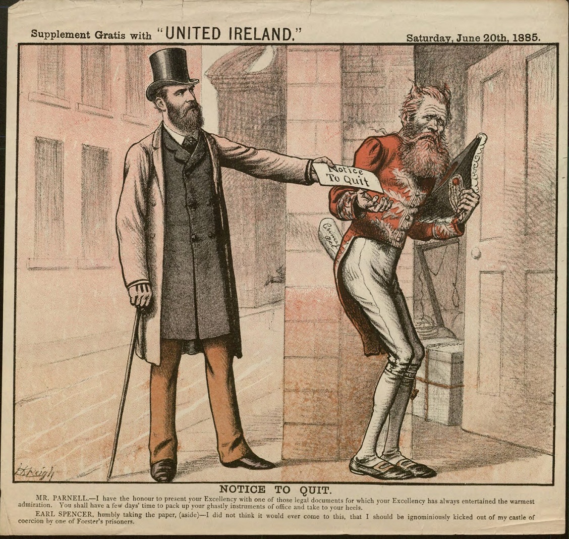 Image of Color Supplement from United Ireland, Cartoon featuring Parnell and Earl Spencer, June 20, 1885