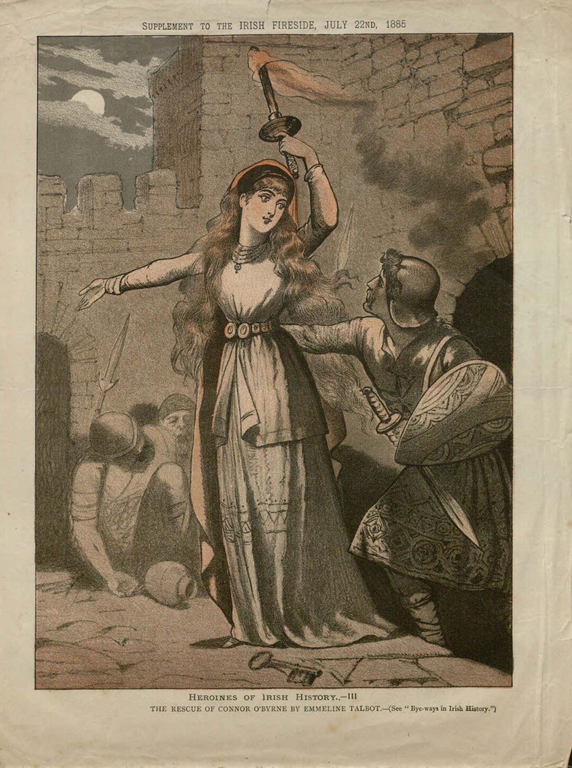 Image of Color Supplement from The Irish Fireside, Heroines of Irish History: Emmeline Talbot, July 22, 1885