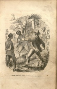 Image of "The Staking Out and Flogging of the Girl Patsey," from Twelve Years a Slave
