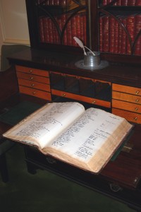 Guest book at Kenneth Spencer Research Library, University of Kansas.