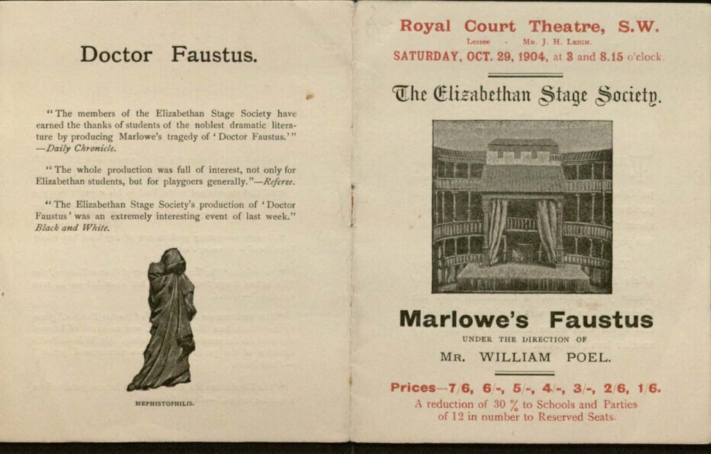 Image of exterior of program for Poel's production of Marlowe's Faustus
