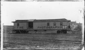 Photograph of James Shane's railroad photography car