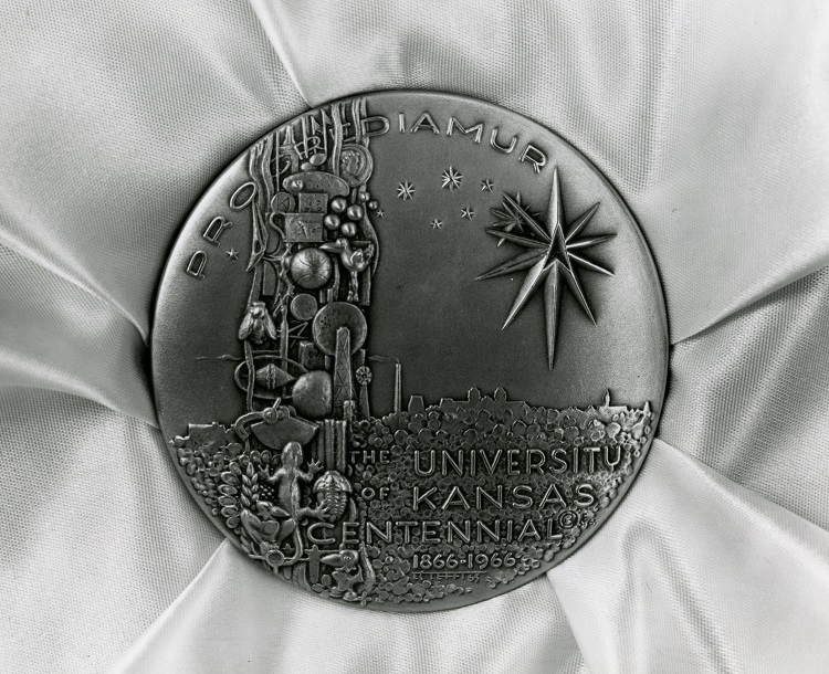 Photograph of medallion designed by Elden Tefft, for the 1966 centennial.