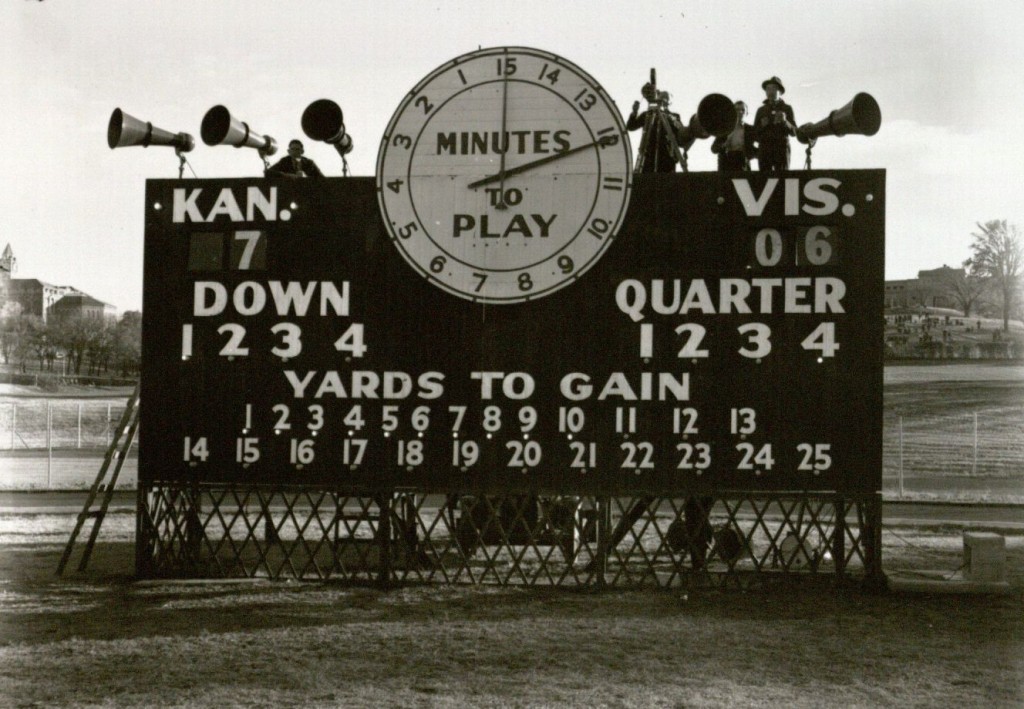 Photograph of KU football scoreboard, 1938