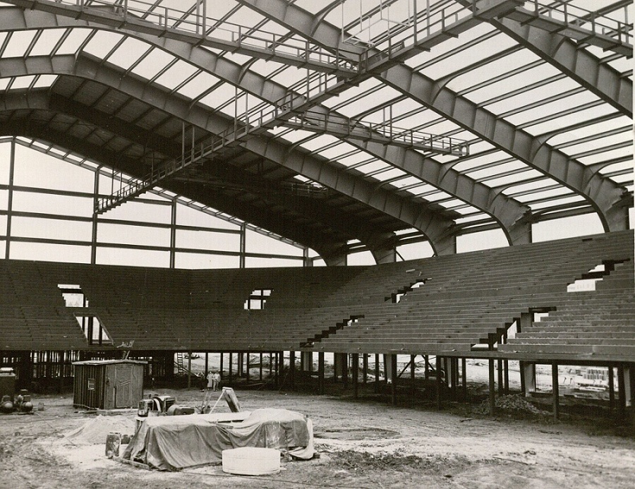 Photograph of Allen Fieldhouse interior under construction, 1954