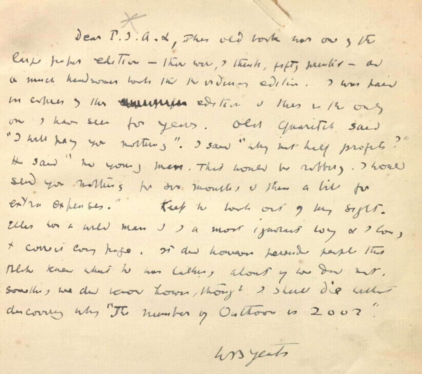 W. B. Yeats inscription to P. I. A. L. (Maud Gonne) in The Works of William Blake (1893)