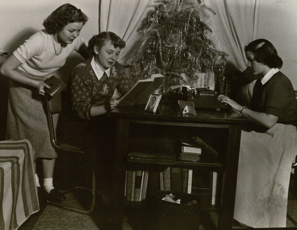 Photograph of students studying, 1950s