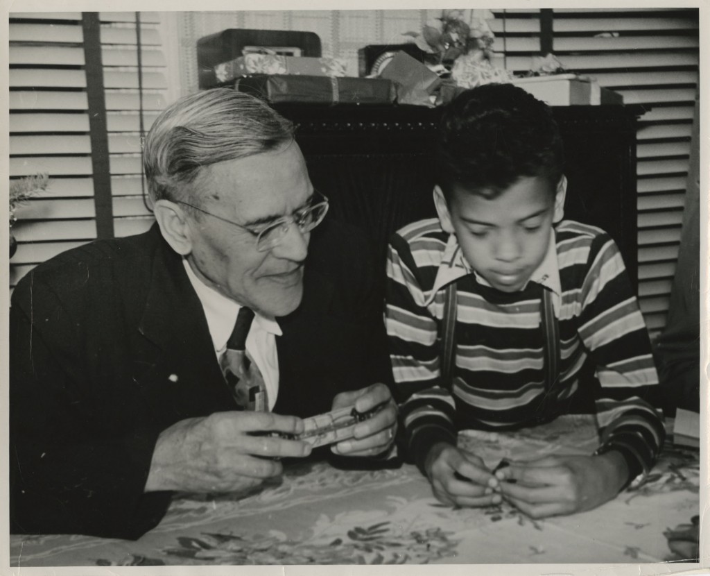Photograph of John A. Hodge with his grandson, Johnnie L. Hodge, Christmas 1949