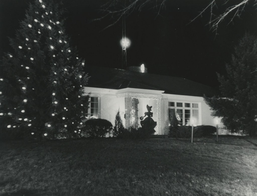 Photograph of the winner of Christmas decoration contest, Topeka, Kansas, circa 1950s