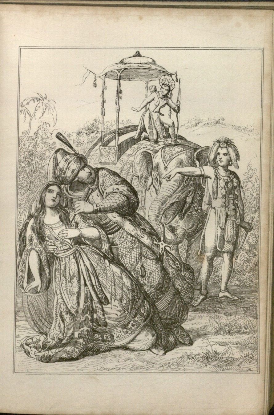 Illustration of a fainting woman in Grimm's Tales from the Eastern-Land