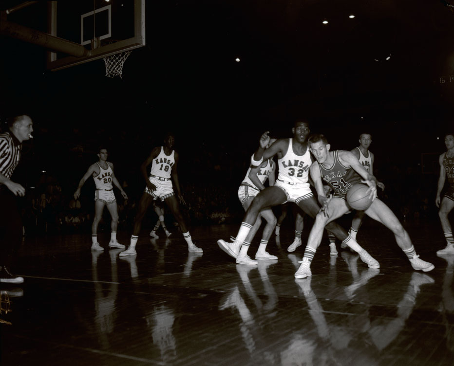 Photograph of a basketball game, KU versus Texas Tech, 1959