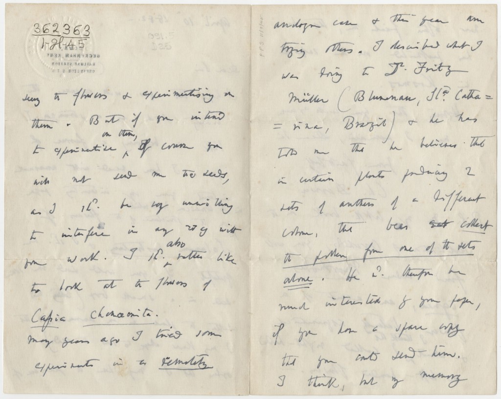 Image of the second and third pages of a letter, Charles Darwin to James E. Todd, 1882