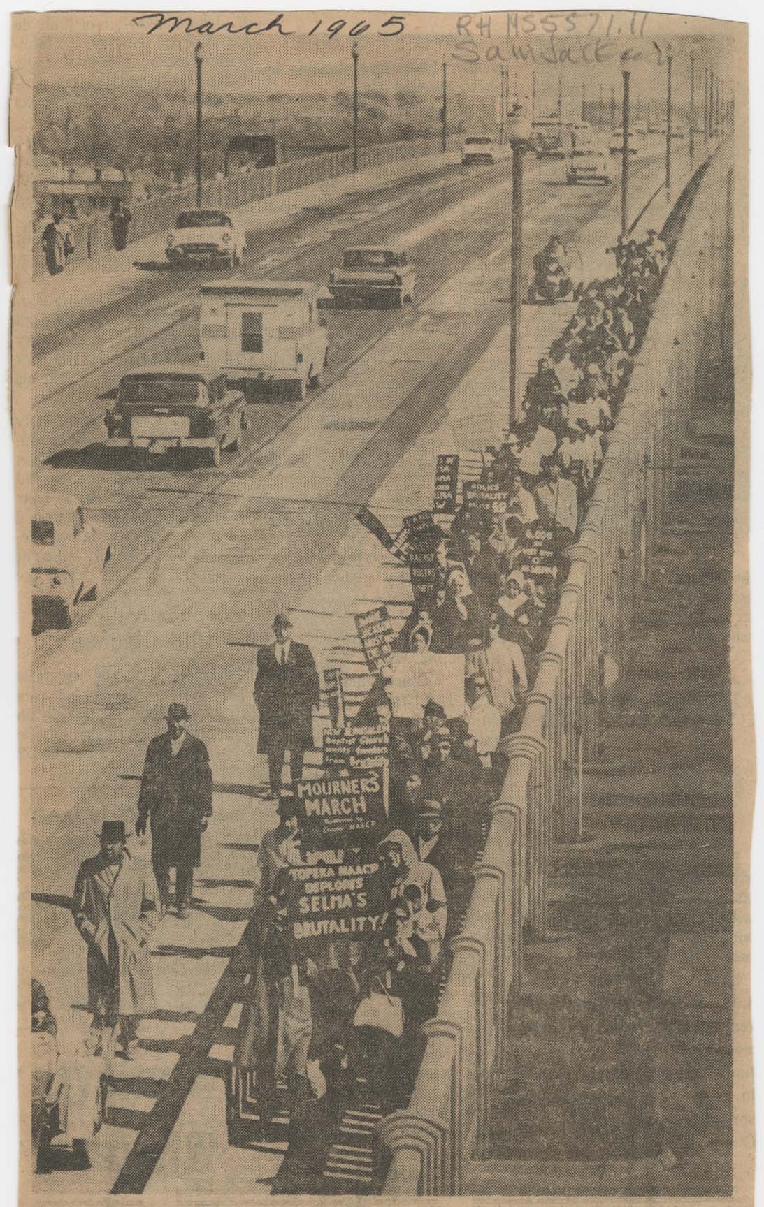 Newspaper clipping of “Topeka Rights March.”