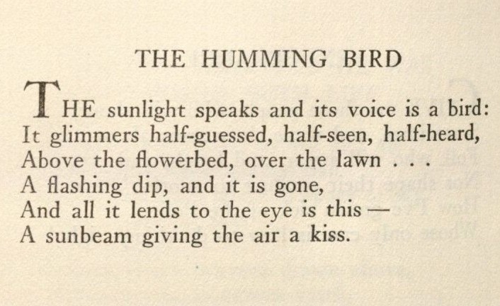 "The Humming Bird" by Harry Kemp from Chanteys and Ballads (1920)