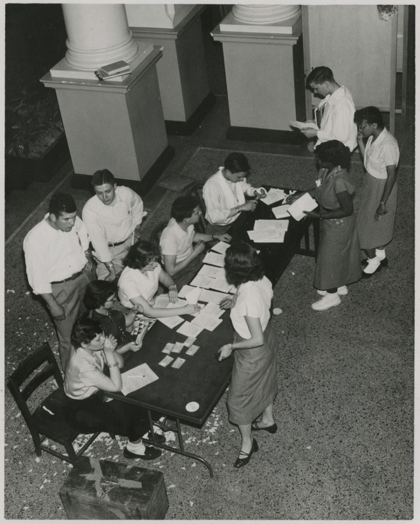 Photograph of a KU student election, early 1950s