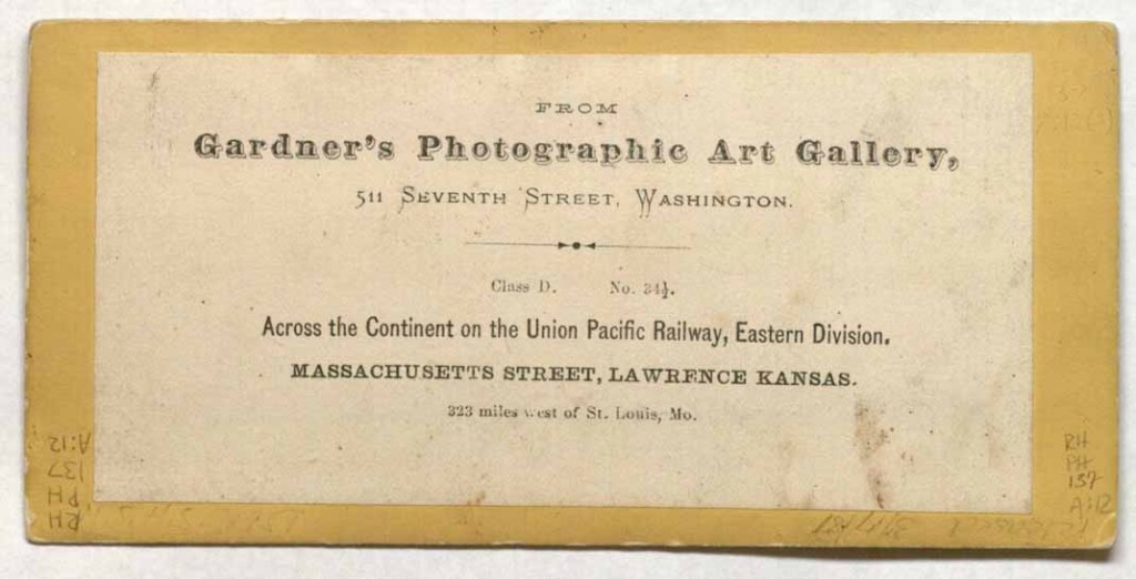 Image of Massachusetts Street, Lawrence, Kansas, 1867 (back)