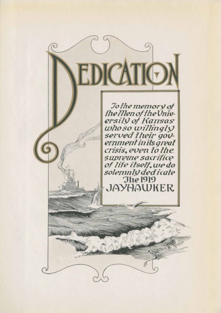 Image of Jayhawker yearbook dedication, 1919