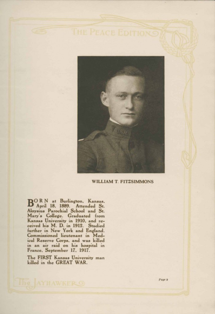 Image of Jayhawker yearbook, William T. Fitzsimmons tribute, 1919