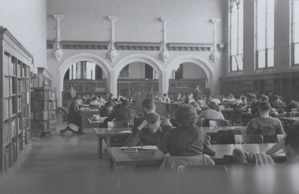 Photograph of students studying at Watson Library, 1939