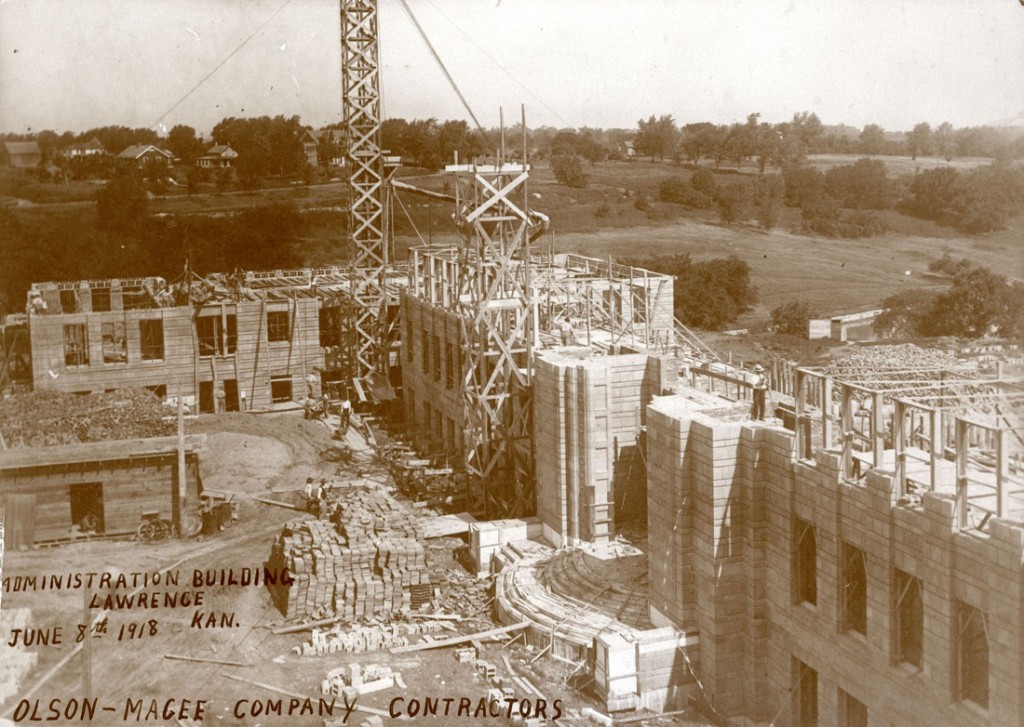 Photograph of Strong Hall construction, 1918