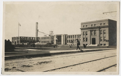 Photograph of Strong Hall construction, 1918
