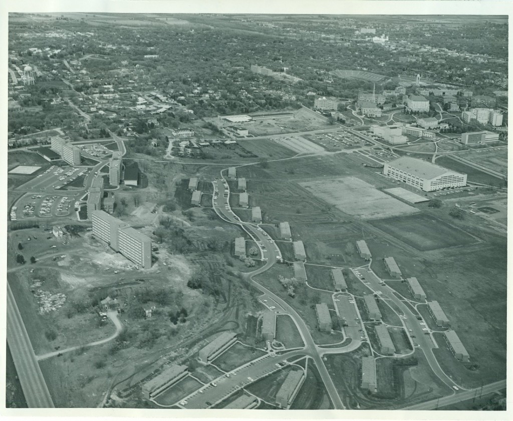 Aerial photograph of Stouffer Place, 1963-1964