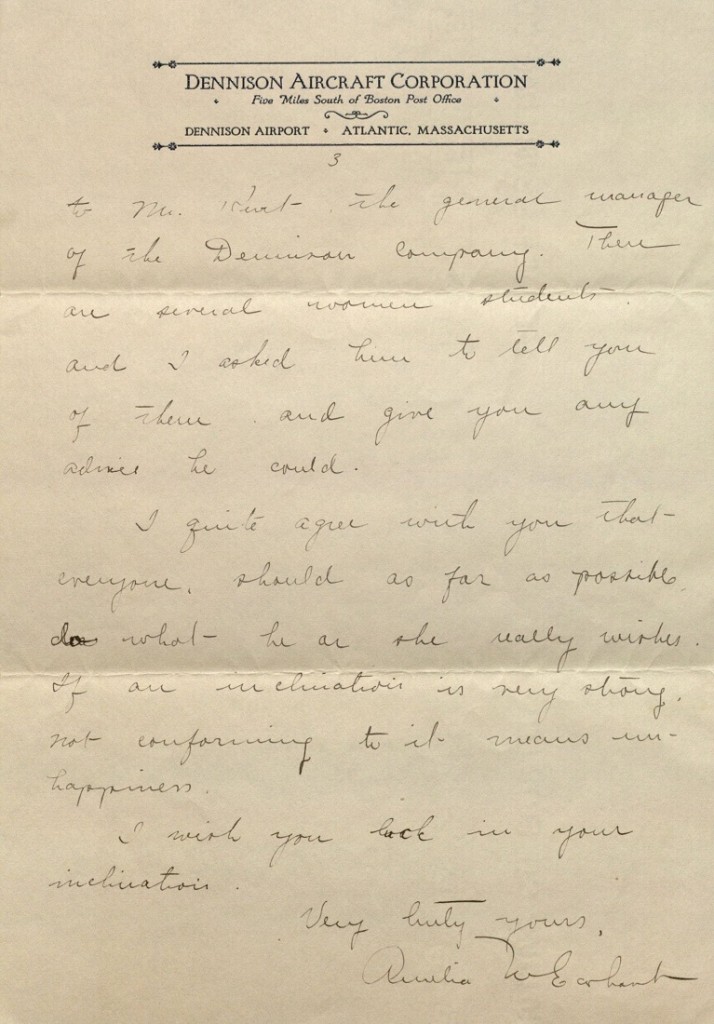 Image of Amelia Earhart letter to Helen Mason, page 3, 1927