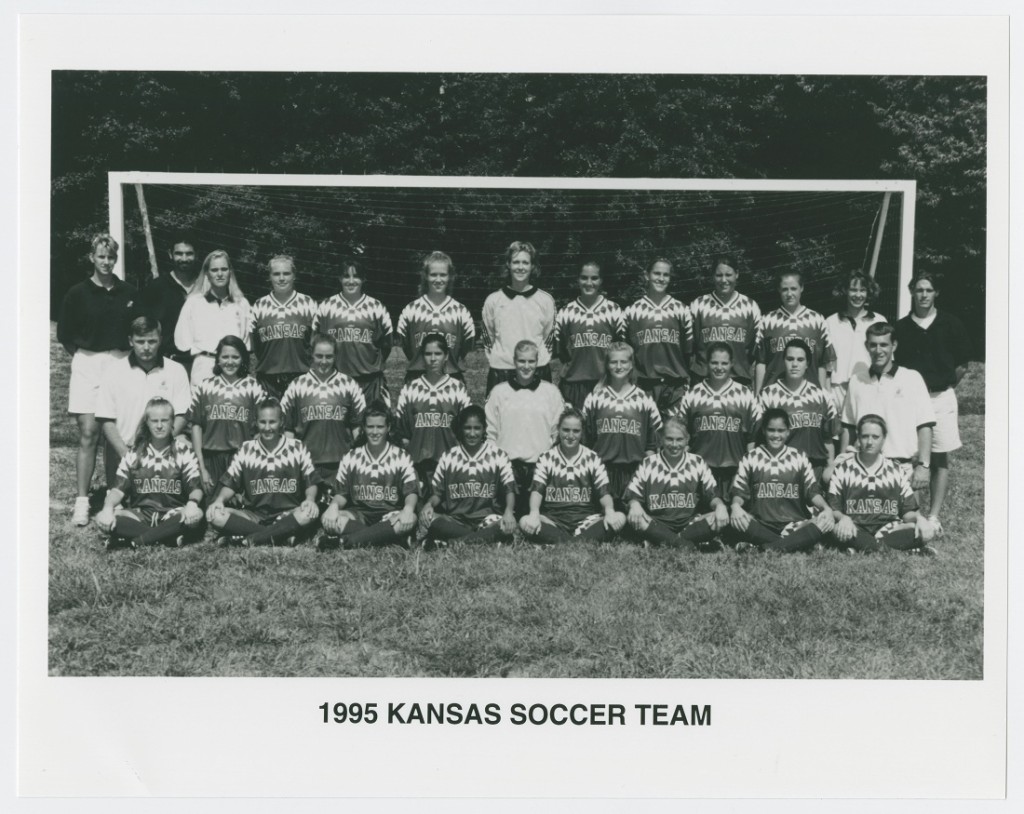 Photograph of the KU women's soccer team, 1995