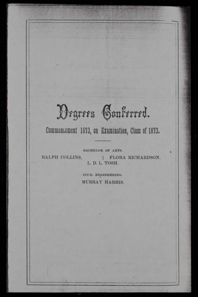 List of degrees conferred, 1873