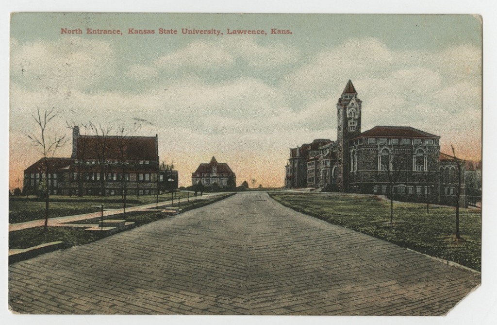 Postcard, North Entrance, Kansas State University, 1910