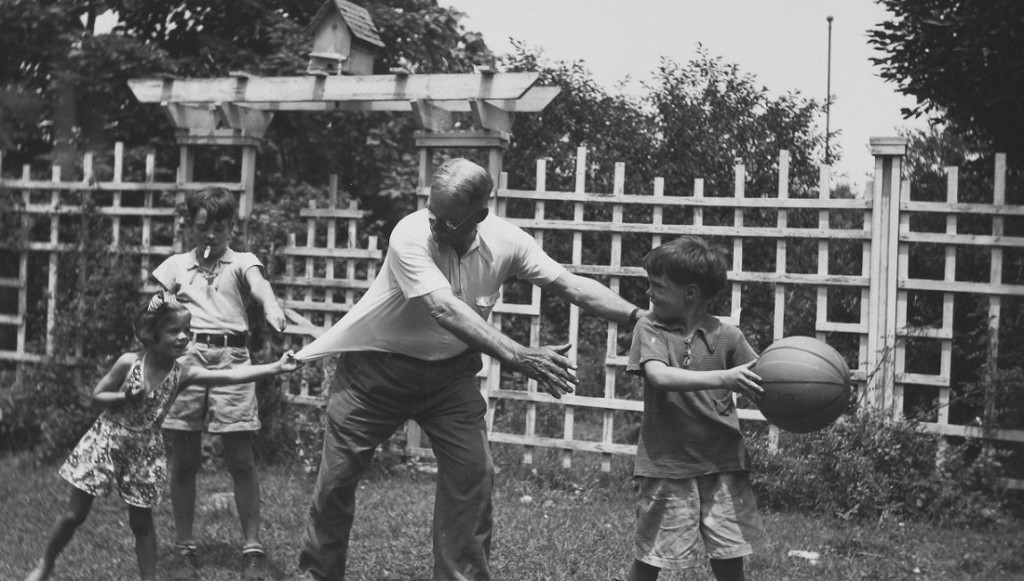 Photograph of Dr. James Naismith with grandchildren 