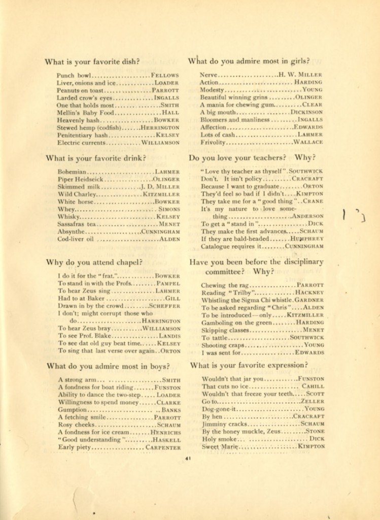 Image of KU yearbook, Annus Mirabilis, senior quiz, page 2, 1895