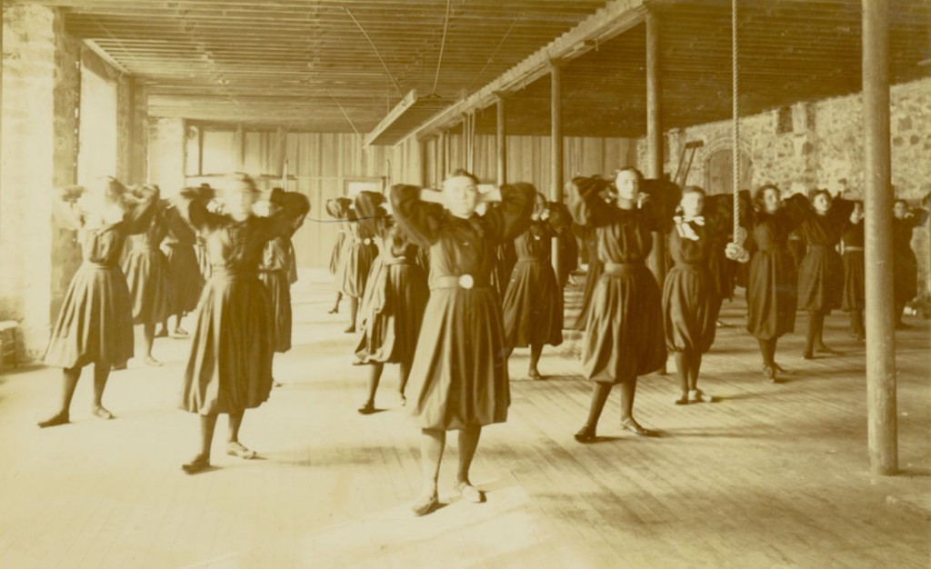 Photograph of girls gym class, 1893