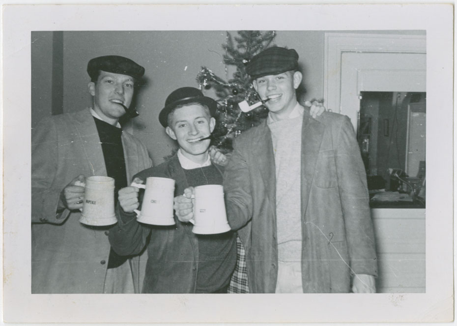 Photograph of Beta Theta Pi members at Christmas, 1935