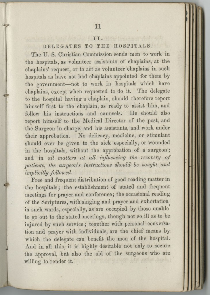 Image of Francis Snow's journal, "Delegates to the Hospitals," August 1-September 14, 1864